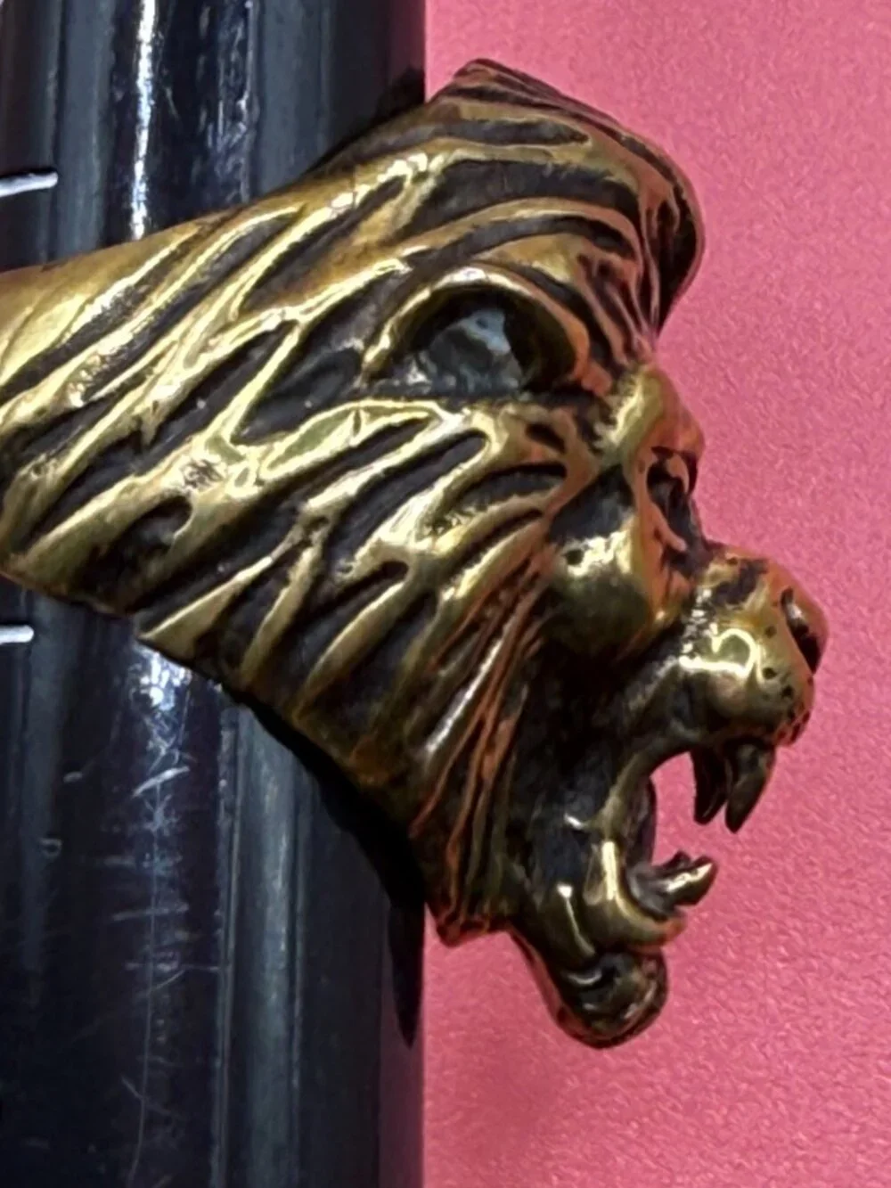 Huge Vintage Artist Made Solid Bronze Lion Head Ring